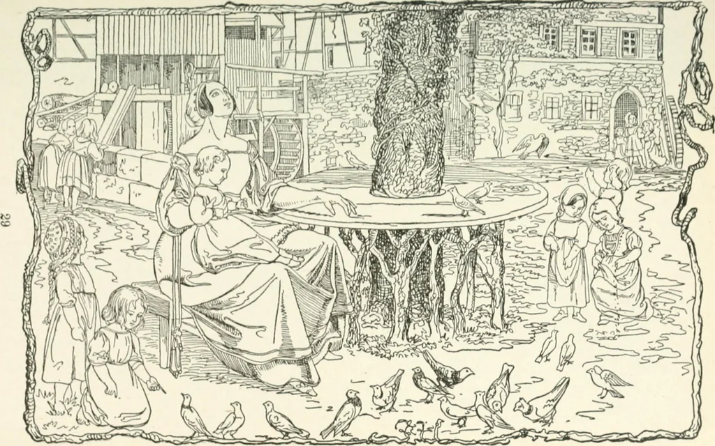 An illustration from The Songs and music of Friedrich Froebel's Mother play : (Mutter und kose lieder) : songs newly translated and furnished with new music, 1895, leaf 46