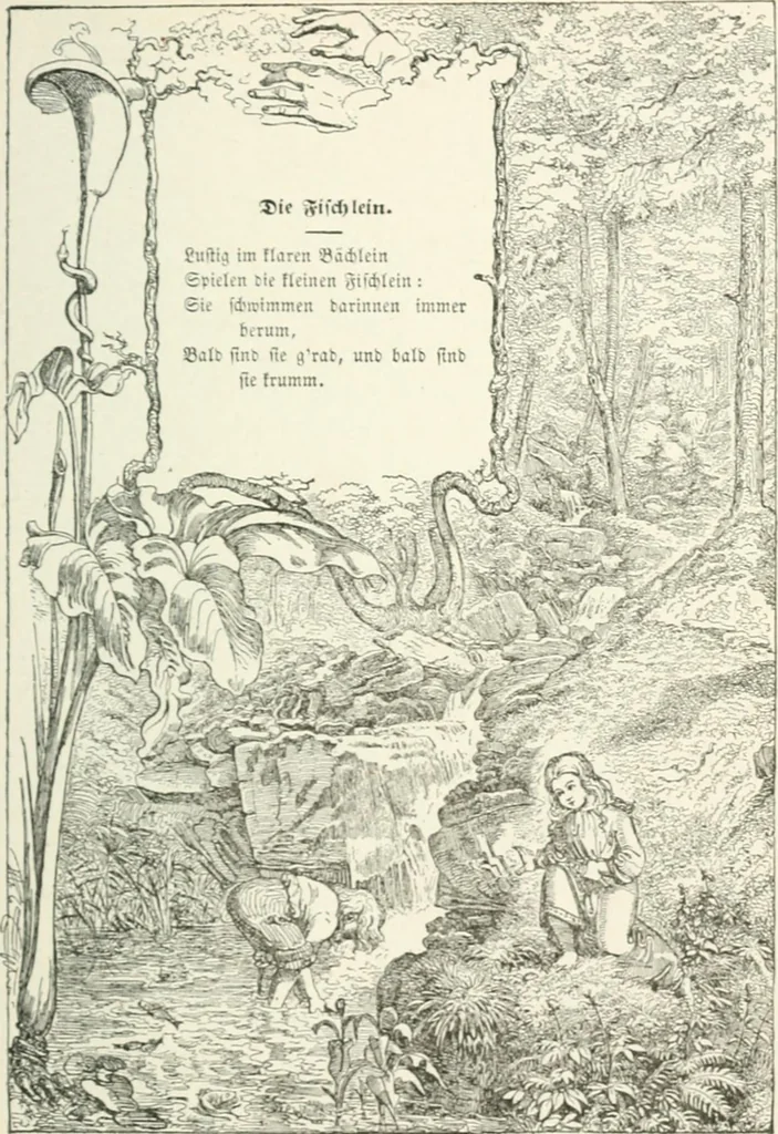 An illustration from The Songs and music of Friedrich Froebel's Mother play : (Mutter und kose lieder) : songs newly translated and furnished with new music, 1895, leaf 48