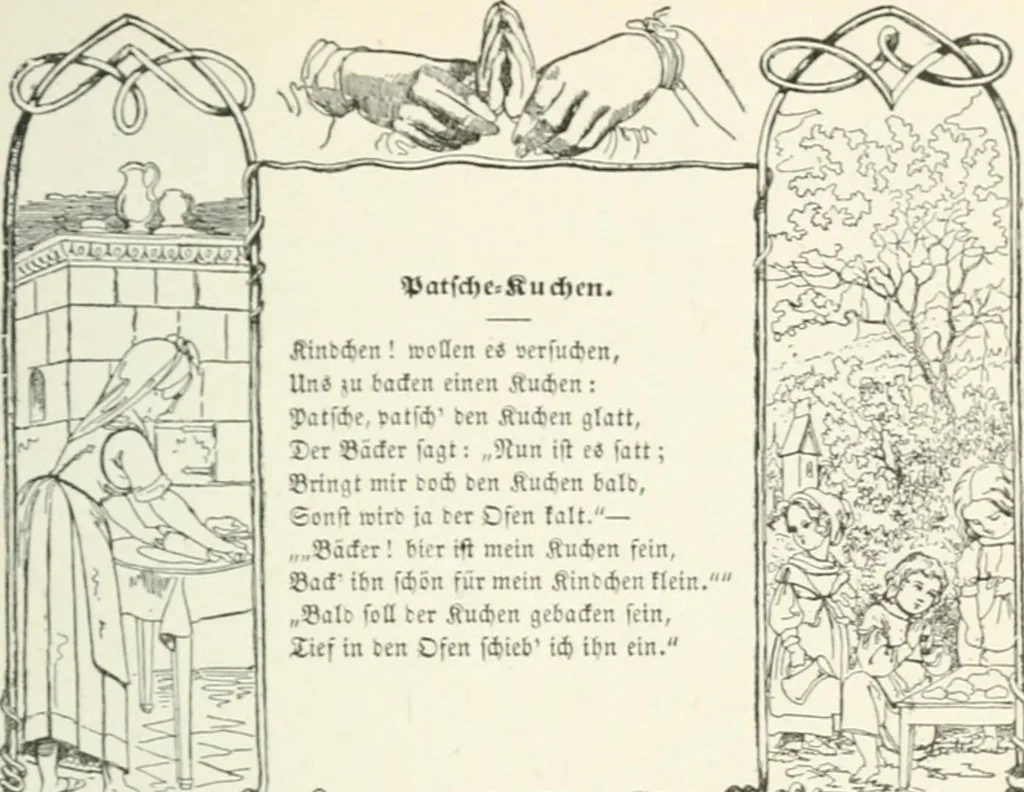 An illustration from The Songs and music of Friedrich Froebel's Mother play : (Mutter und kose lieder) : songs newly translated and furnished with new music, 1895, leaf 52