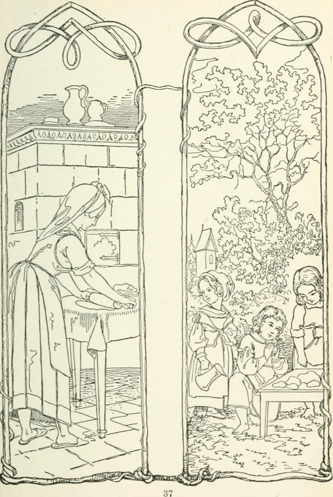 An illustration from The Songs and music of Friedrich Froebel's Mother play : (Mutter und kose lieder) : songs newly translated and furnished with new music, 1895, leaf 54