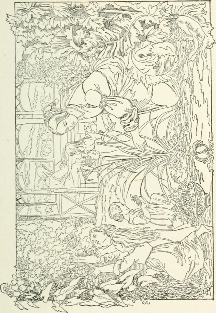 An illustration from The Songs and music of Friedrich Froebel's Mother play : (Mutter und kose lieder) : songs newly translated and furnished with new music, 1895, leaf 58