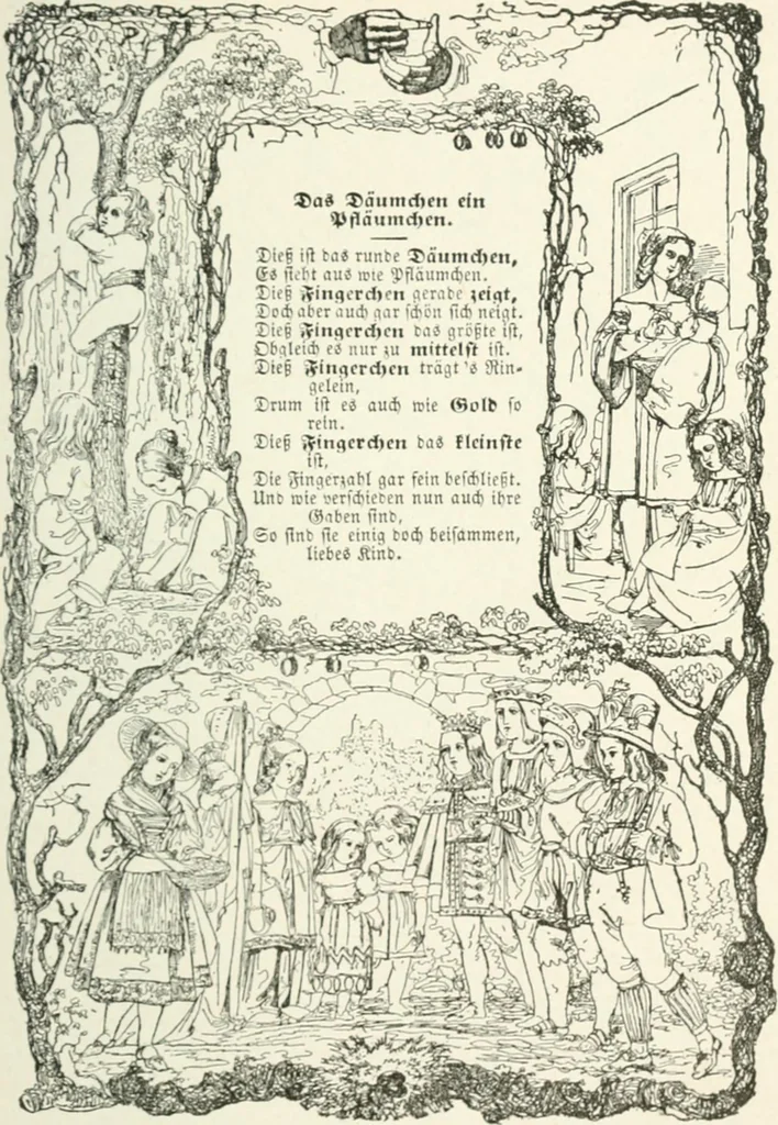 An illustration from The Songs and music of Friedrich Froebel's Mother play : (Mutter und kose lieder) : songs newly translated and furnished with new music, 1895, leaf 64