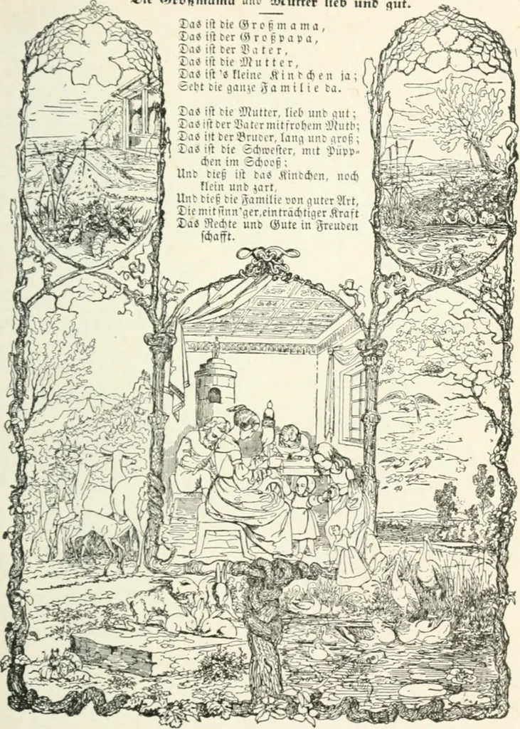 An illustration from The Songs and music of Friedrich Froebel's Mother play : (Mutter und kose lieder) : songs newly translated and furnished with new music, 1895, leaf 70