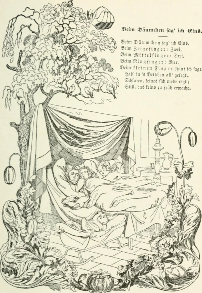 An illustration from The Songs and music of Friedrich Froebel's Mother play : (Mutter und kose lieder) : songs newly translated and furnished with new music, 1895, leaf 78