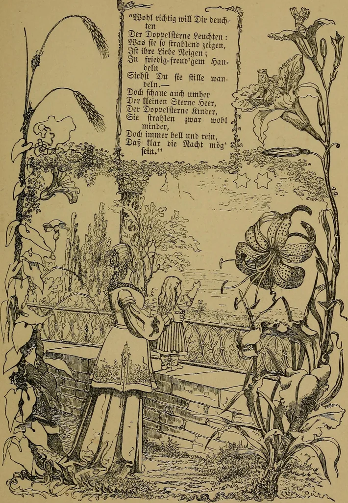 An illustration from The songs and music of Friedrich Froebel's Mother play (Mutter und kose Lieder), 1895, leaf 100