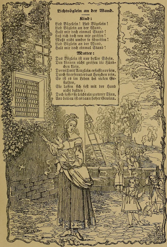An illustration from The songs and music of Friedrich Froebel's Mother play (Mutter und kose Lieder), 1895, leaf 102