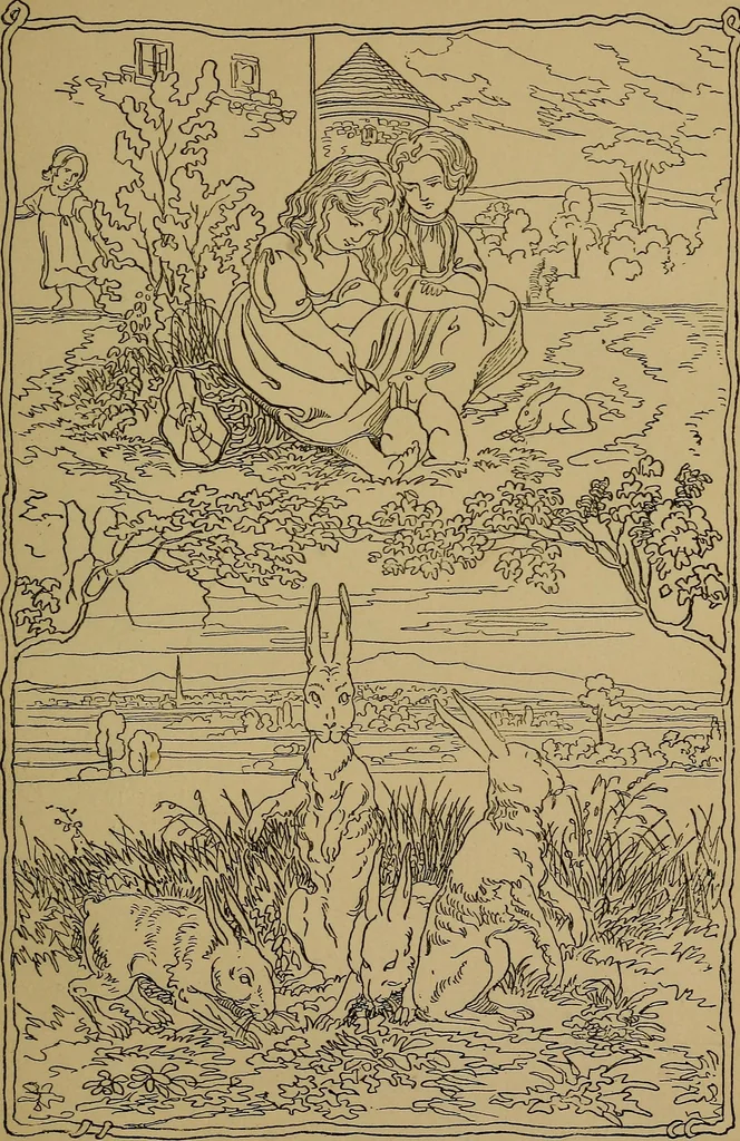 An illustration from The songs and music of Friedrich Froebel's Mother play (Mutter und kose Lieder), 1895, leaf 108