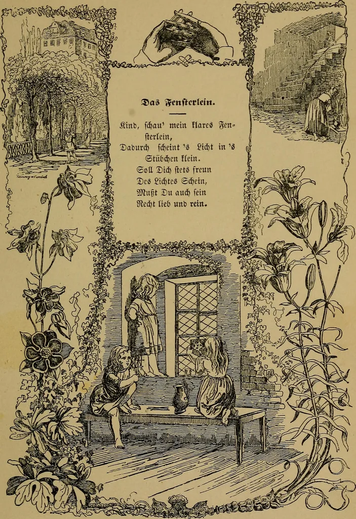 An illustration from The songs and music of Friedrich Froebel's Mother play (Mutter und kose Lieder), 1895, leaf 116