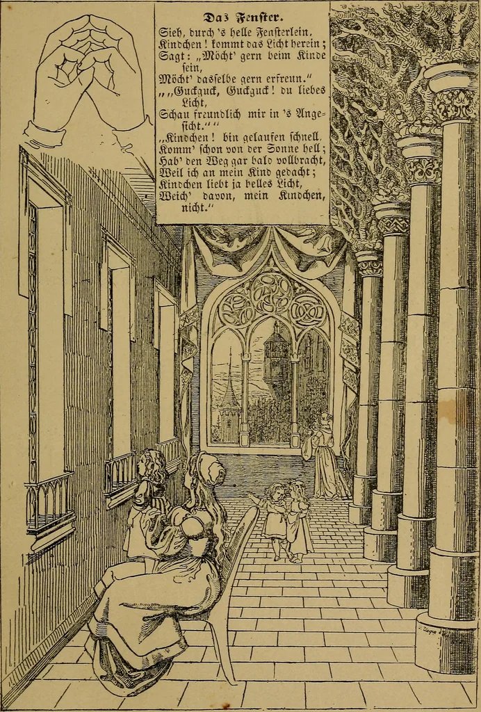 An illustration from The songs and music of Friedrich Froebel's Mother play (Mutter und kose Lieder), 1895, leaf 118