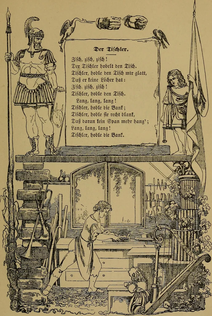 An illustration from The songs and music of Friedrich Froebel's Mother play (Mutter und kose Lieder), 1895, leaf 144