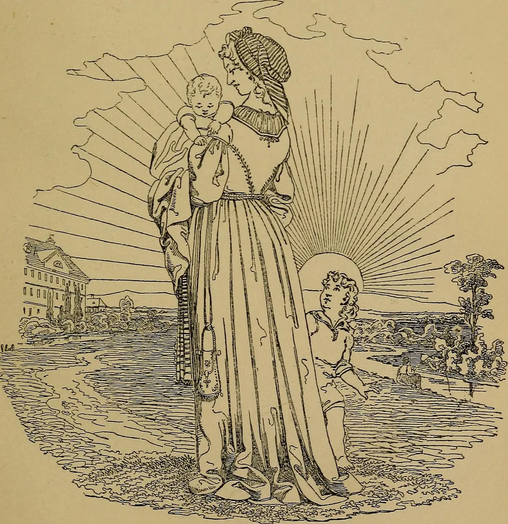 An illustration from The songs and music of Friedrich Froebel's Mother play (Mutter und kose Lieder), 1895, leaf 158