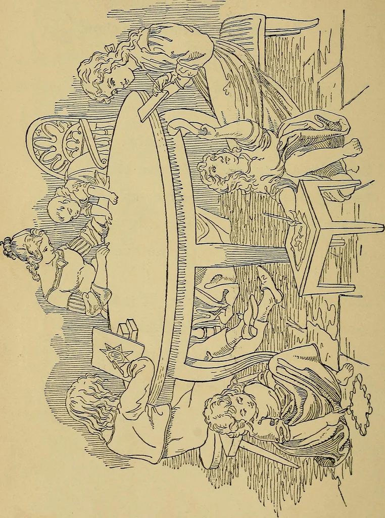An illustration from The songs and music of Friedrich Froebel's Mother play (Mutter und kose Lieder), 1895, leaf 179