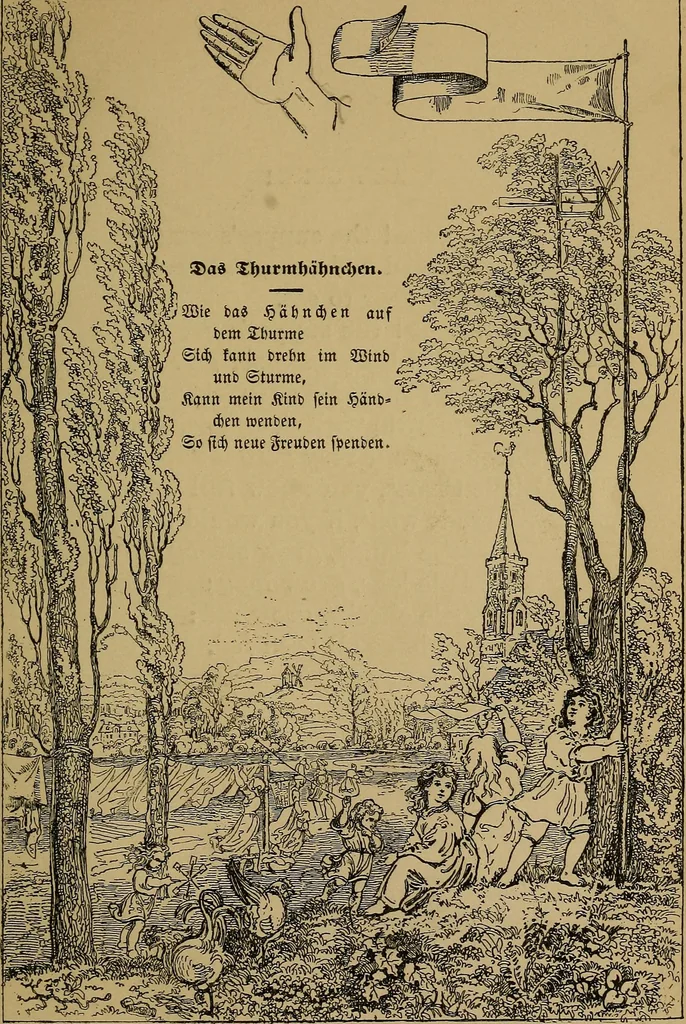 An illustration from The songs and music of Friedrich Froebel's Mother play (Mutter und kose Lieder), 1895, leaf 30