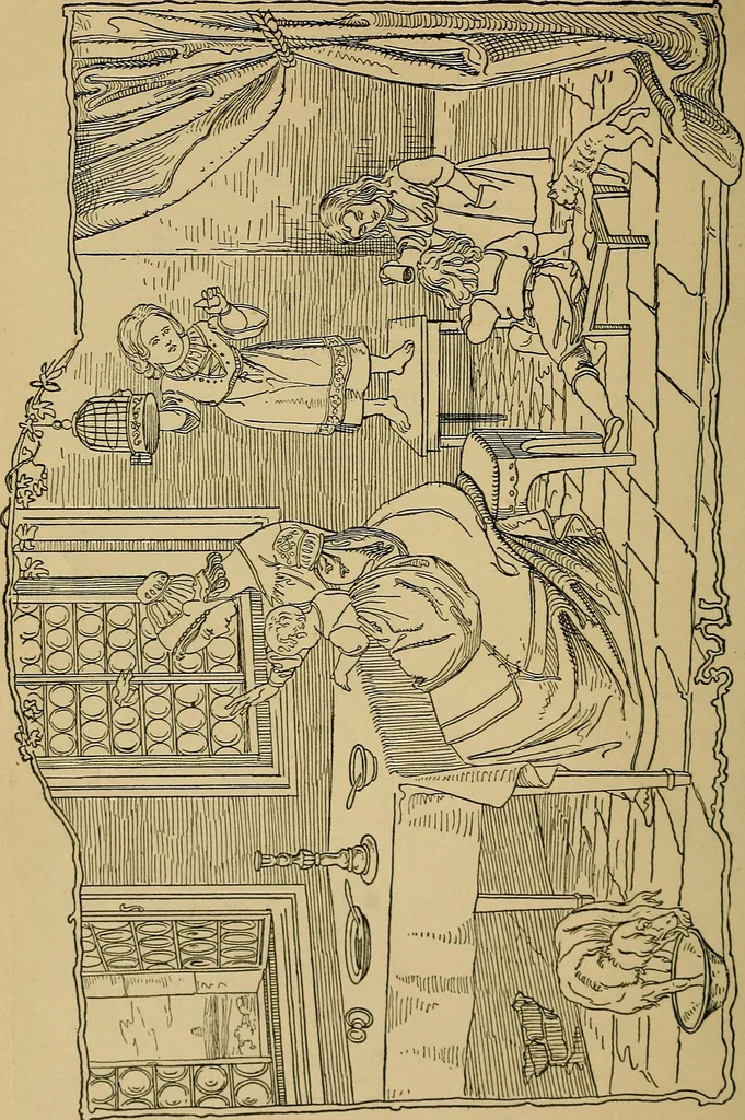 An illustration from The songs and music of Friedrich Froebel's Mother play (Mutter und kose Lieder), 1895, leaf 33