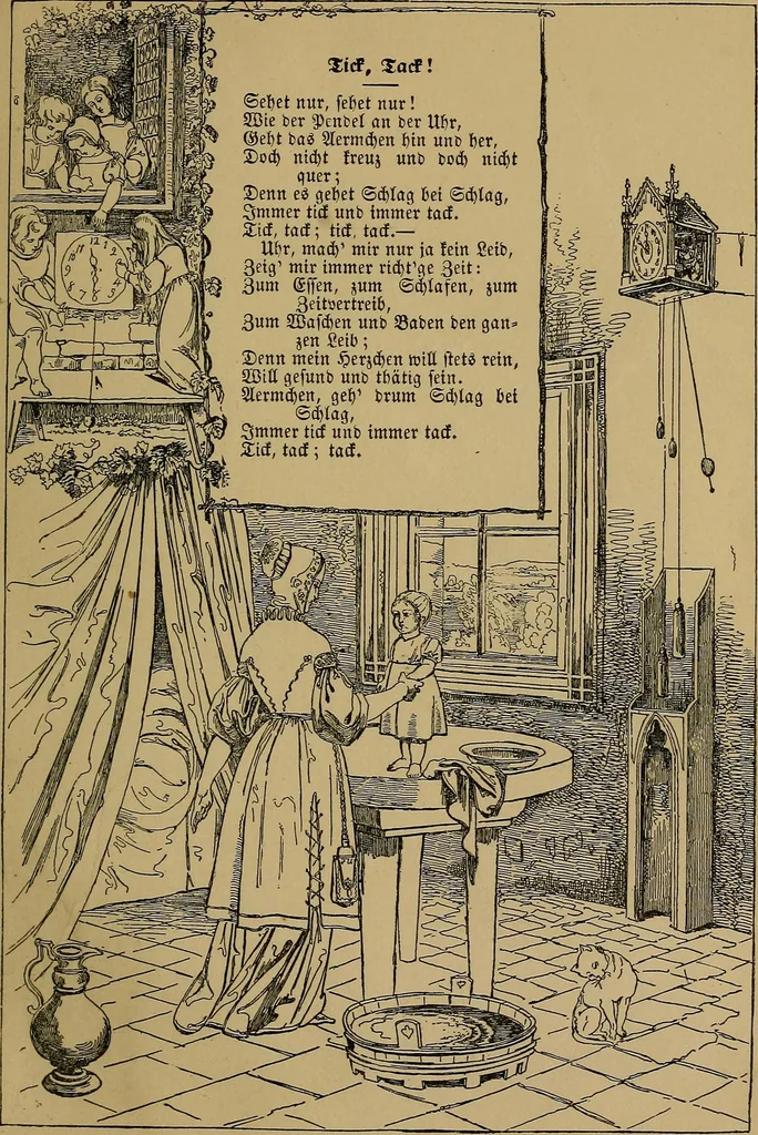 An illustration from The songs and music of Friedrich Froebel's Mother play (Mutter und kose Lieder), 1895, leaf 38