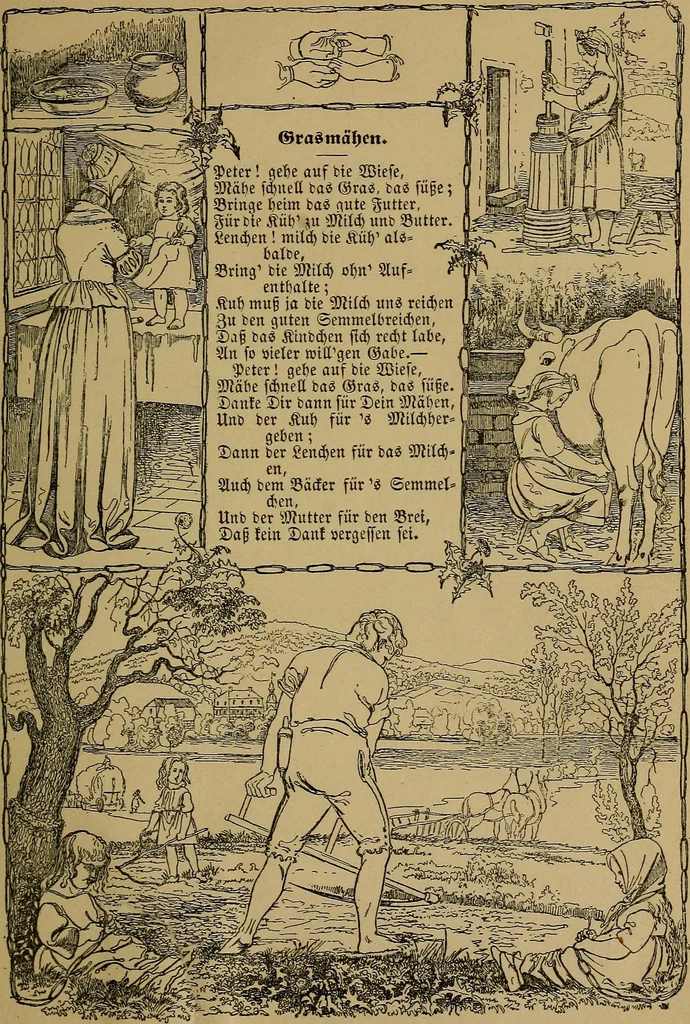 An illustration from The songs and music of Friedrich Froebel's Mother play (Mutter und kose Lieder), 1895, leaf 40