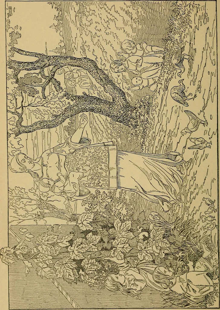An illustration from The songs and music of Friedrich Froebel's Mother play (Mutter und kose Lieder), 1895, leaf 47