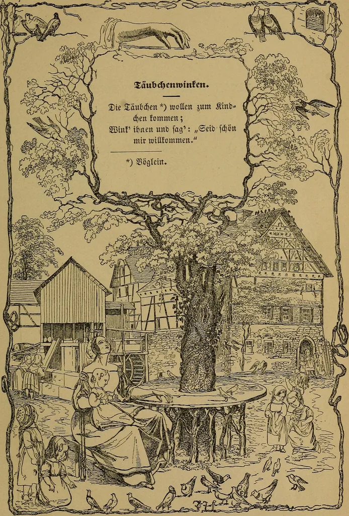 An illustration from The songs and music of Friedrich Froebel's Mother play (Mutter und kose Lieder), 1895, leaf 48