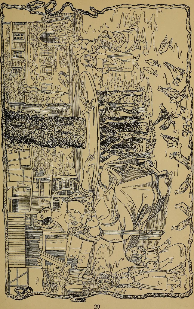 An illustration from The songs and music of Friedrich Froebel's Mother play (Mutter und kose Lieder), 1895, leaf 50
