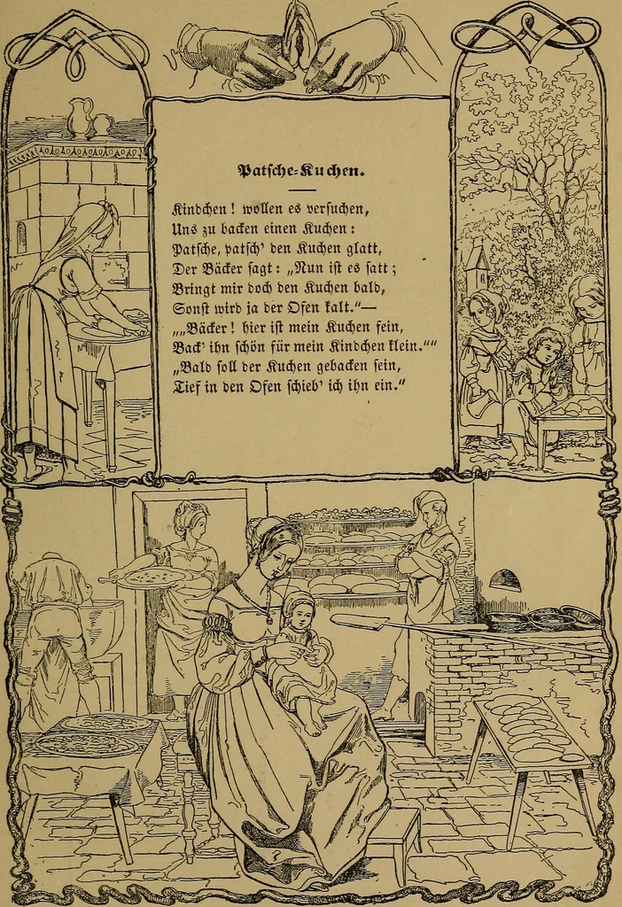 An illustration from The songs and music of Friedrich Froebel's Mother play (Mutter und kose Lieder), 1895, leaf 56