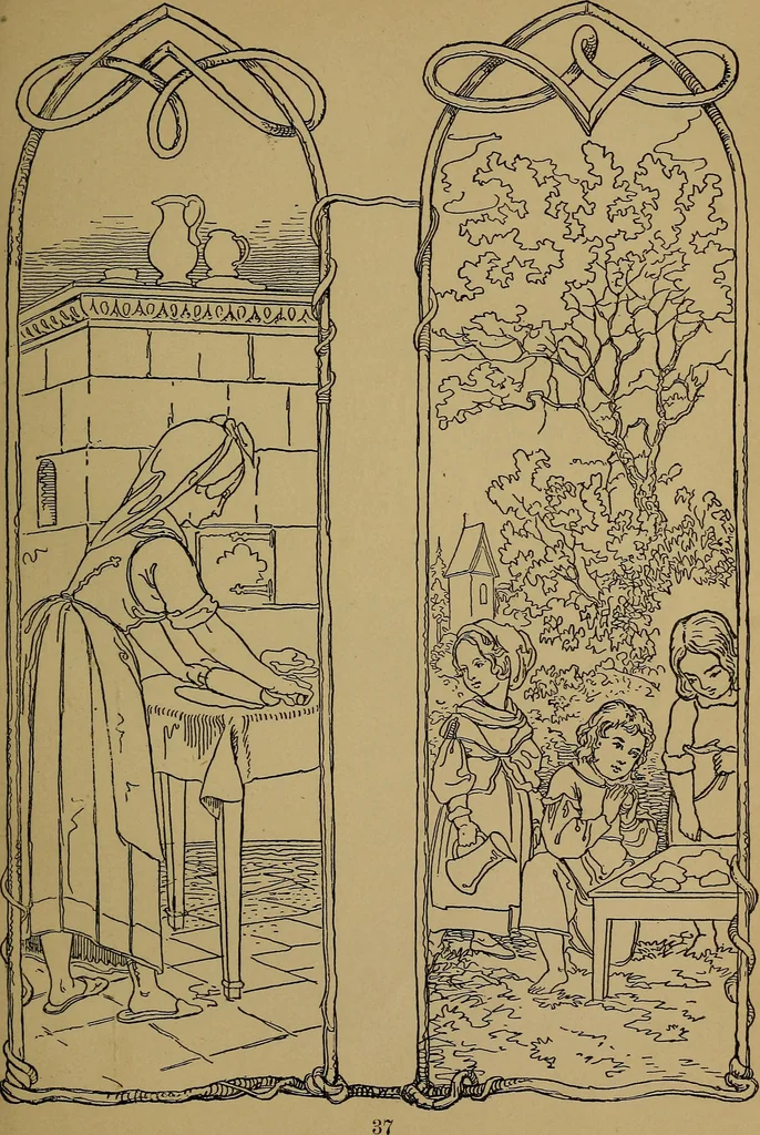 An illustration from The songs and music of Friedrich Froebel's Mother play (Mutter und kose Lieder), 1895, leaf 58