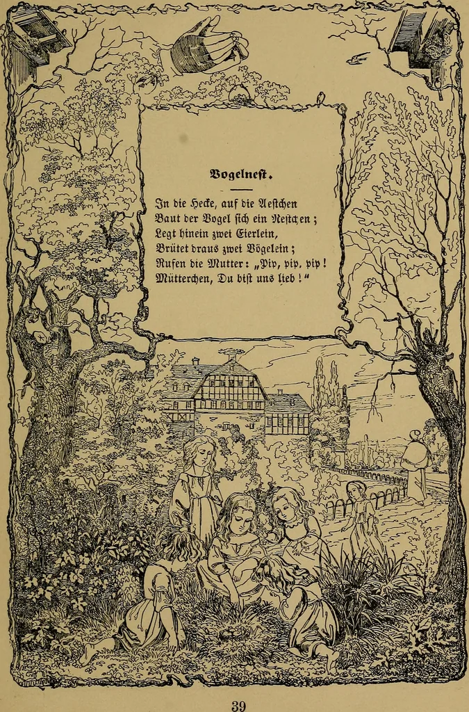 An illustration from The songs and music of Friedrich Froebel's Mother play (Mutter und kose Lieder), 1895, leaf 60