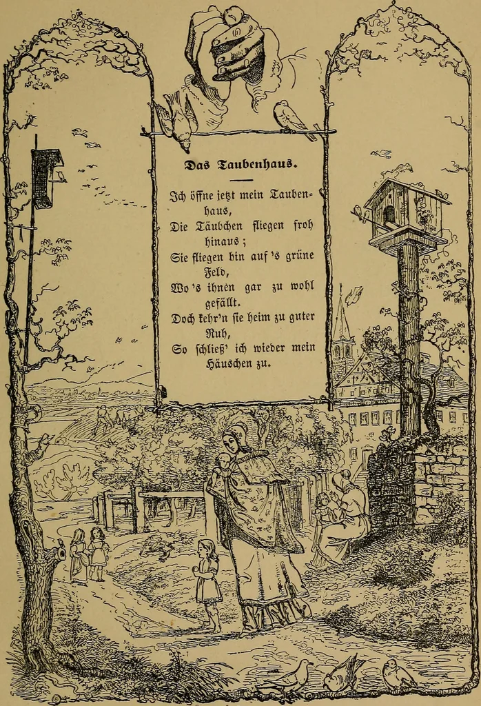 An illustration from The songs and music of Friedrich Froebel's Mother play (Mutter und kose Lieder), 1895, leaf 66