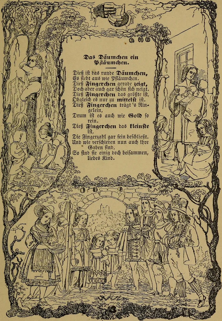 An illustration from The songs and music of Friedrich Froebel's Mother play (Mutter und kose Lieder), 1895, leaf 68