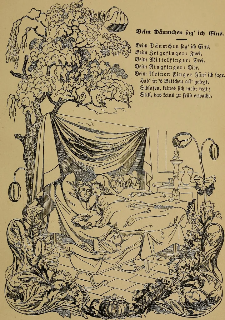 An illustration from The songs and music of Friedrich Froebel's Mother play (Mutter und kose Lieder), 1895, leaf 82