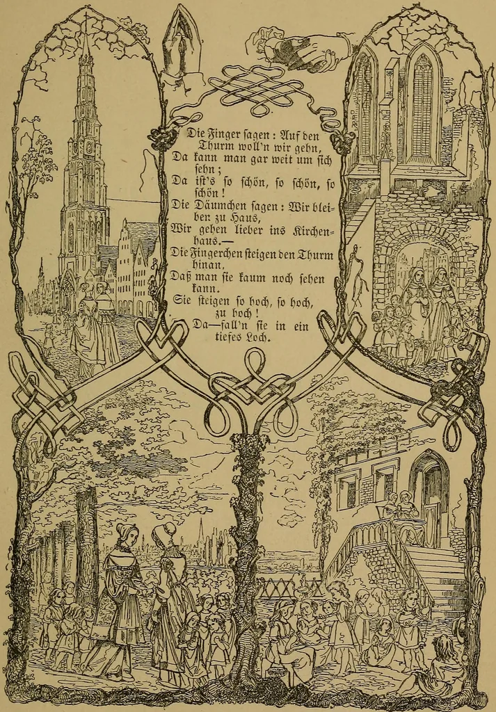 An illustration from The songs and music of Friedrich Froebel's Mother play (Mutter und kose Lieder), 1895, leaf 88