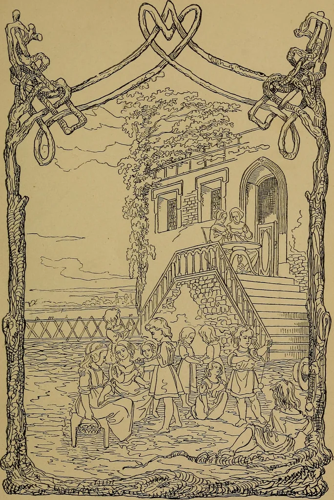 An illustration from The songs and music of Friedrich Froebel's Mother play (Mutter und kose Lieder), 1895, leaf 92