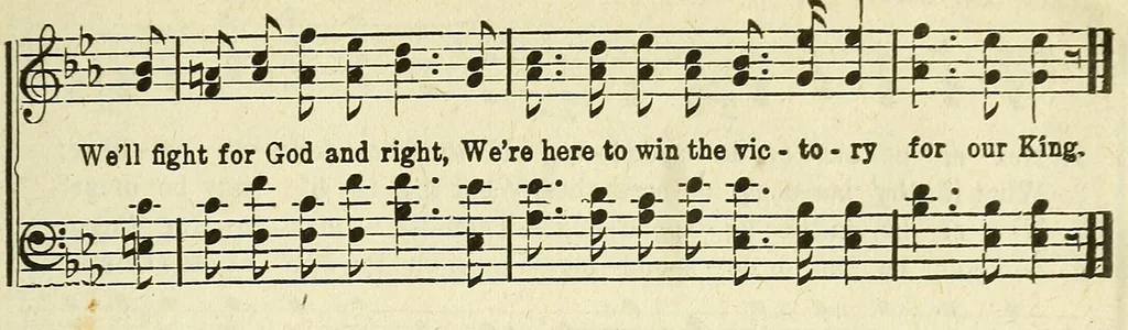 An illustration from Songs of redemption and praise, 1906, leaf 177