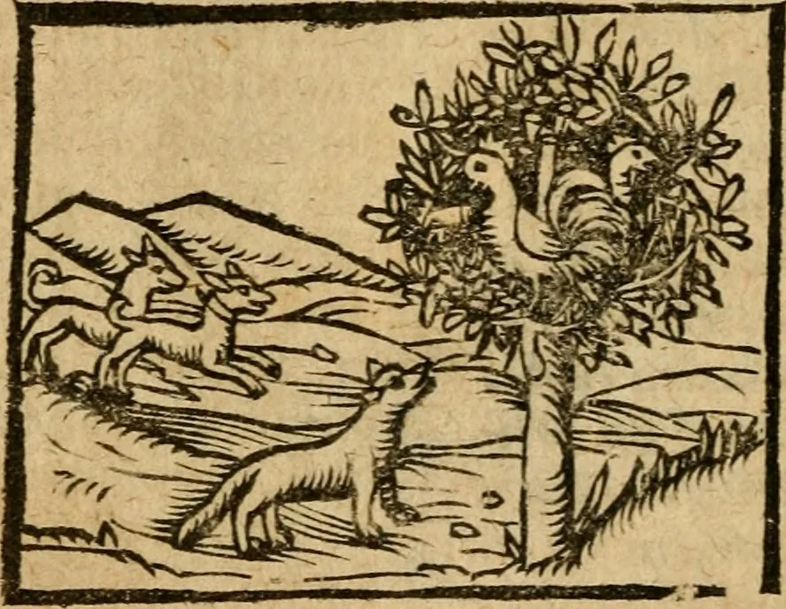 An illustration from Æsopi Phrygis Fabulae graece et latine, cum aliis quibusdam opusculis : quorum indicem sequens pagella indicabit, 1616, leaf 135