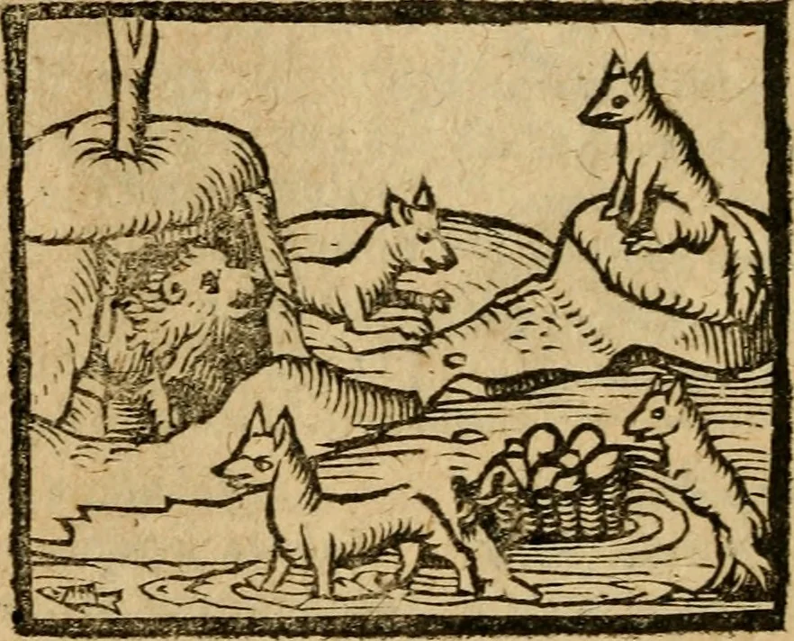 An illustration from Æsopi Phrygis Fabulae graece et latine, cum aliis quibusdam opusculis : quorum indicem sequens pagella indicabit, 1616, leaf 149