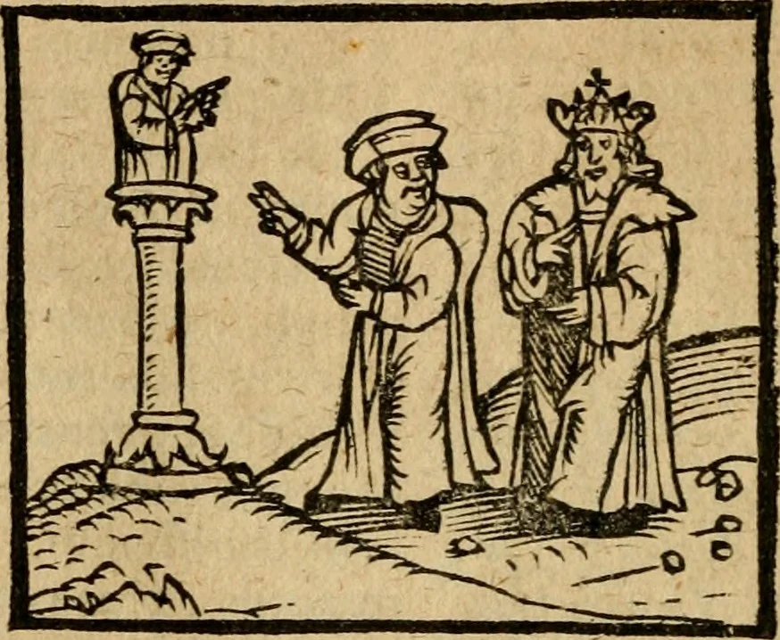 An illustration from Æsopi Phrygis Fabulae graece et latine, cum aliis quibusdam opusculis : quorum indicem sequens pagella indicabit, 1616, leaf 159