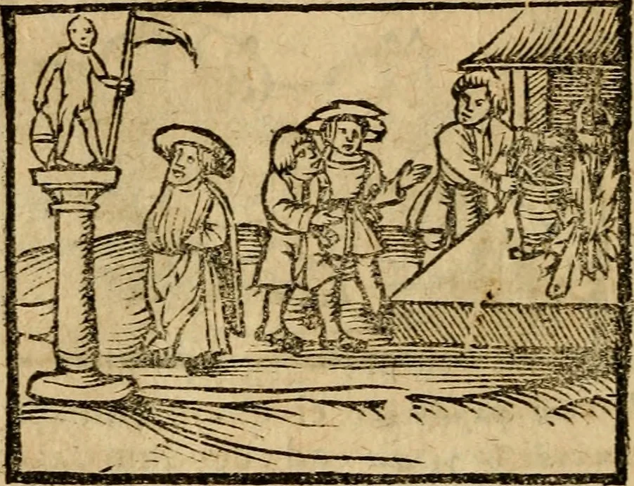 An illustration from Æsopi Phrygis Fabulae graece et latine, cum aliis quibusdam opusculis : quorum indicem sequens pagella indicabit, 1616, leaf 173