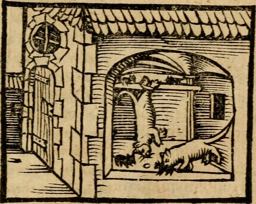 An illustration from Æsopi Phrygis Fabulae graece et latine, cum aliis quibusdam opusculis : quorum indicem sequens pagella indicabit, 1616, leaf 176