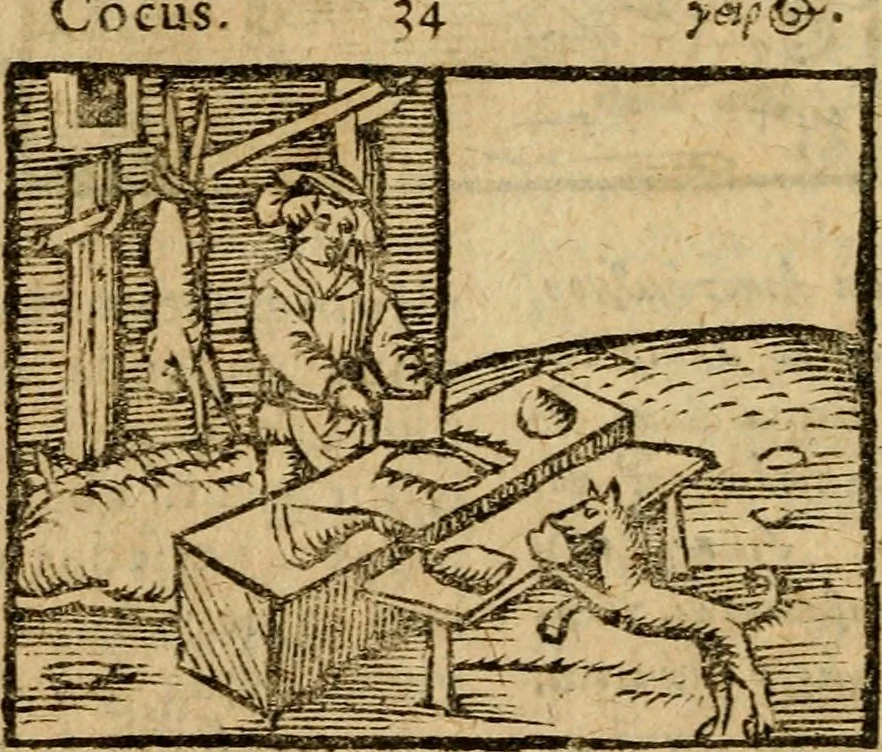 An illustration from Æsopi Phrygis Fabulae graece et latine, cum aliis quibusdam opusculis : quorum indicem sequens pagella indicabit, 1616, leaf 185
