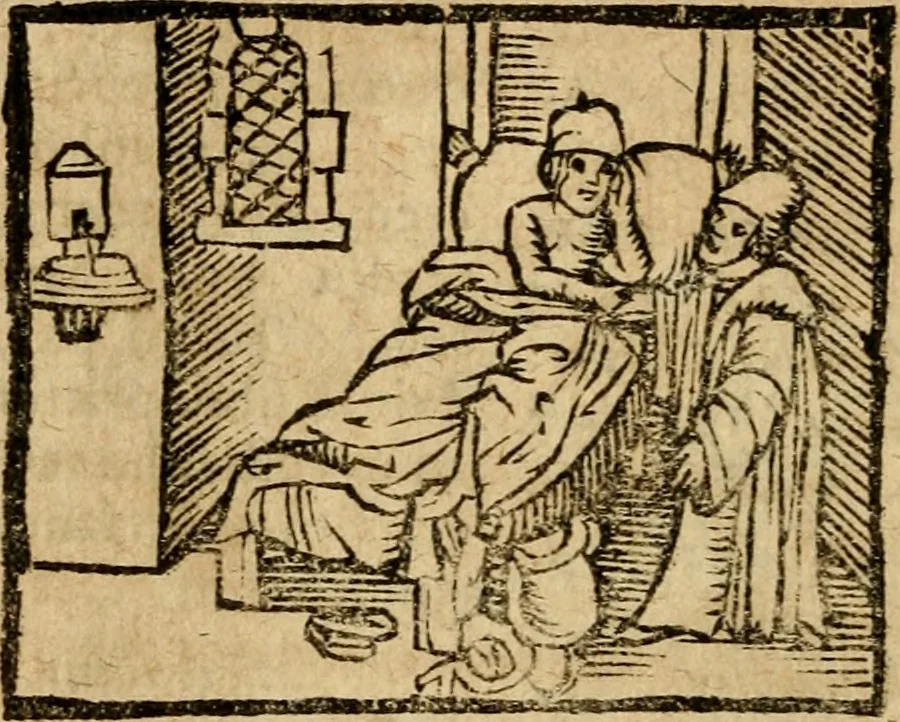An illustration from Æsopi Phrygis Fabulae graece et latine, cum aliis quibusdam opusculis : quorum indicem sequens pagella indicabit, 1616, leaf 199
