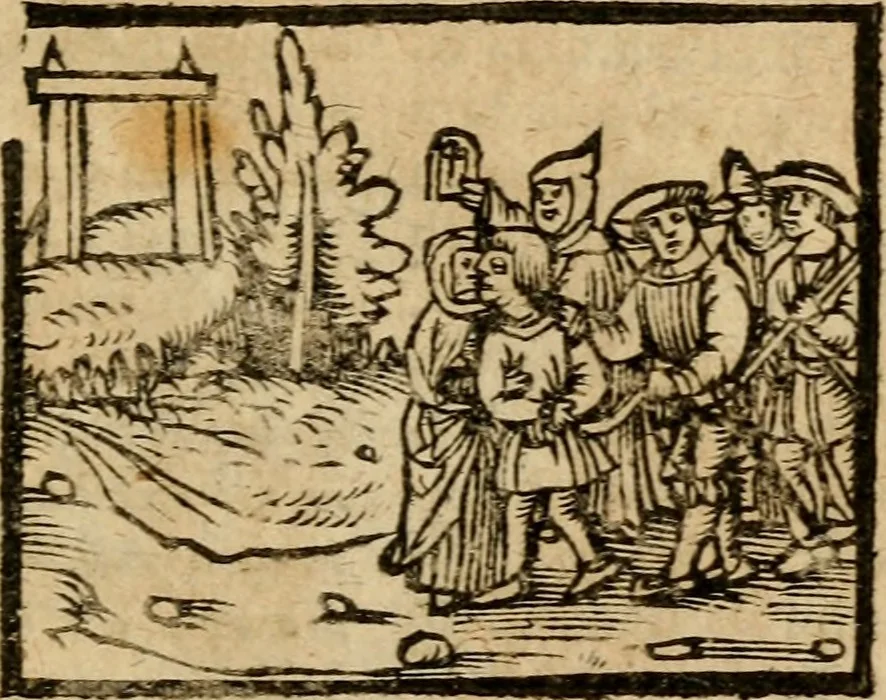 An illustration from Æsopi Phrygis Fabulae graece et latine, cum aliis quibusdam opusculis : quorum indicem sequens pagella indicabit, 1616, leaf 208