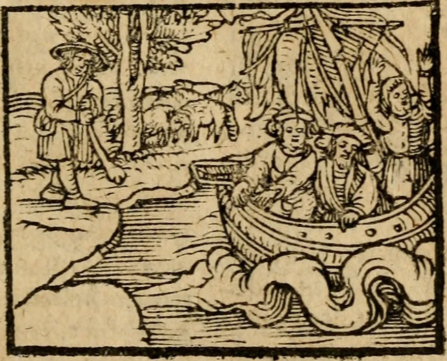 An illustration from Æsopi Phrygis Fabulae graece et latine, cum aliis quibusdam opusculis : quorum indicem sequens pagella indicabit, 1616, leaf 210