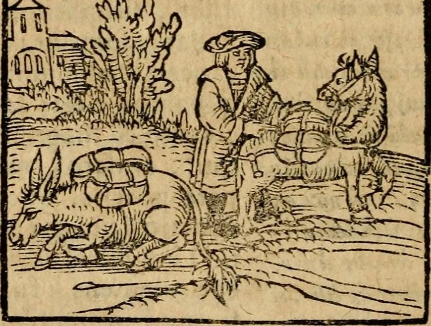An illustration from Æsopi Phrygis Fabulae graece et latine, cum aliis quibusdam opusculis : quorum indicem sequens pagella indicabit, 1616, leaf 301