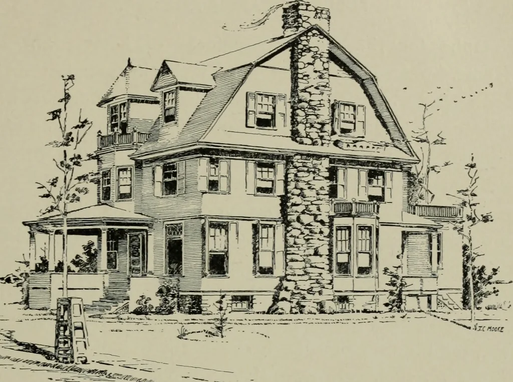 An illustration from Sound sense in suburban architecture, containing hints, suggestions, and bits of practical information for the building of inexpensive country houses, 1893, leaf 10