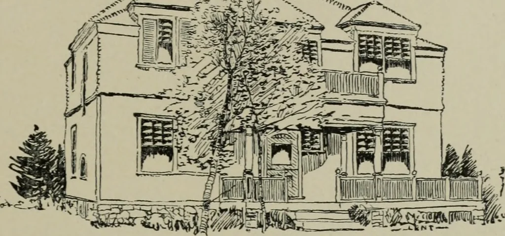 An illustration from Sound sense in suburban architecture, containing hints, suggestions, and bits of practical information for the building of inexpensive country houses, 1893, leaf 108
