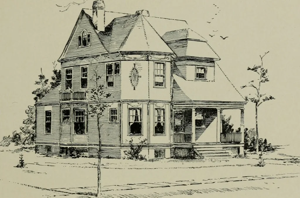 An illustration from Sound sense in suburban architecture, containing hints, suggestions, and bits of practical information for the building of inexpensive country houses, 1893, leaf 12
