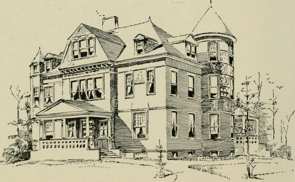 An illustration from Sound sense in suburban architecture, containing hints, suggestions, and bits of practical information for the building of inexpensive country houses, 1893, leaf 39