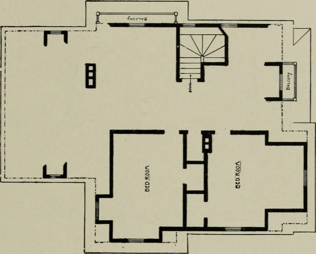 An illustration from Sound sense in suburban architecture, containing hints, suggestions, and bits of practical information for the building of inexpensive country houses, 1893, leaf 44