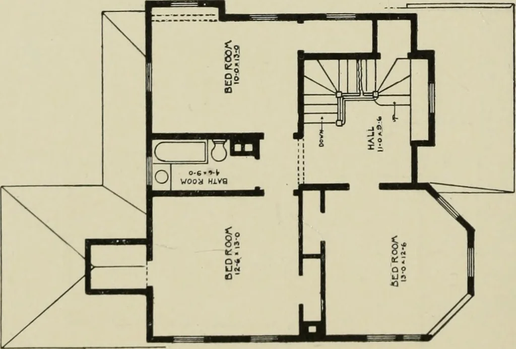 An illustration from Sound sense in suburban architecture, containing hints, suggestions, and bits of practical information for the building of inexpensive country houses, 1893, leaf 45