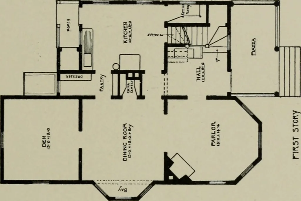 An illustration from Sound sense in suburban architecture, containing hints, suggestions, and bits of practical information for the building of inexpensive country houses, 1893, leaf 46