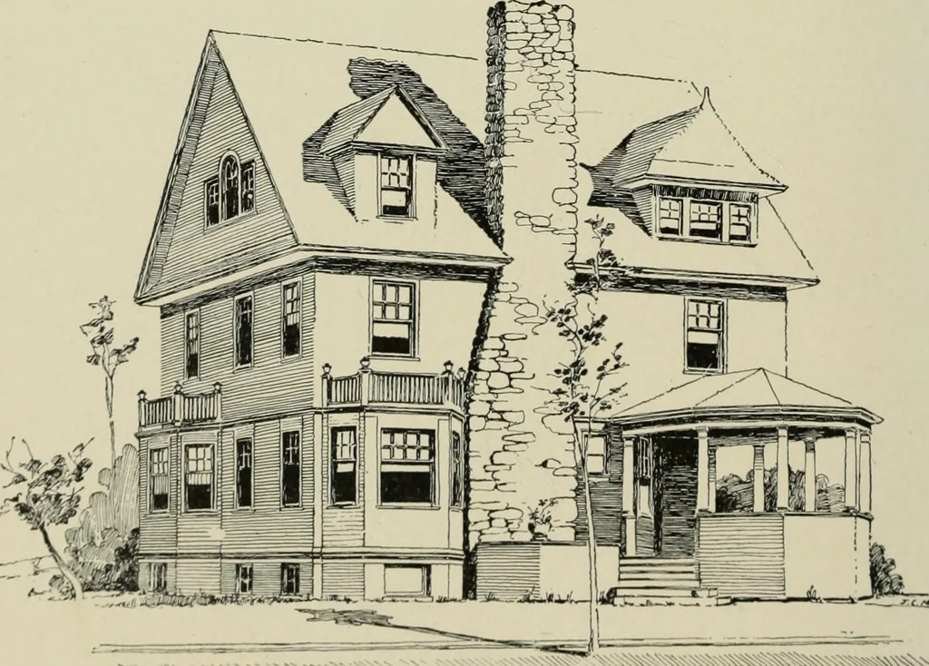 An illustration from Sound sense in suburban architecture, containing hints, suggestions, and bits of practical information for the building of inexpensive country houses, 1893, leaf 51